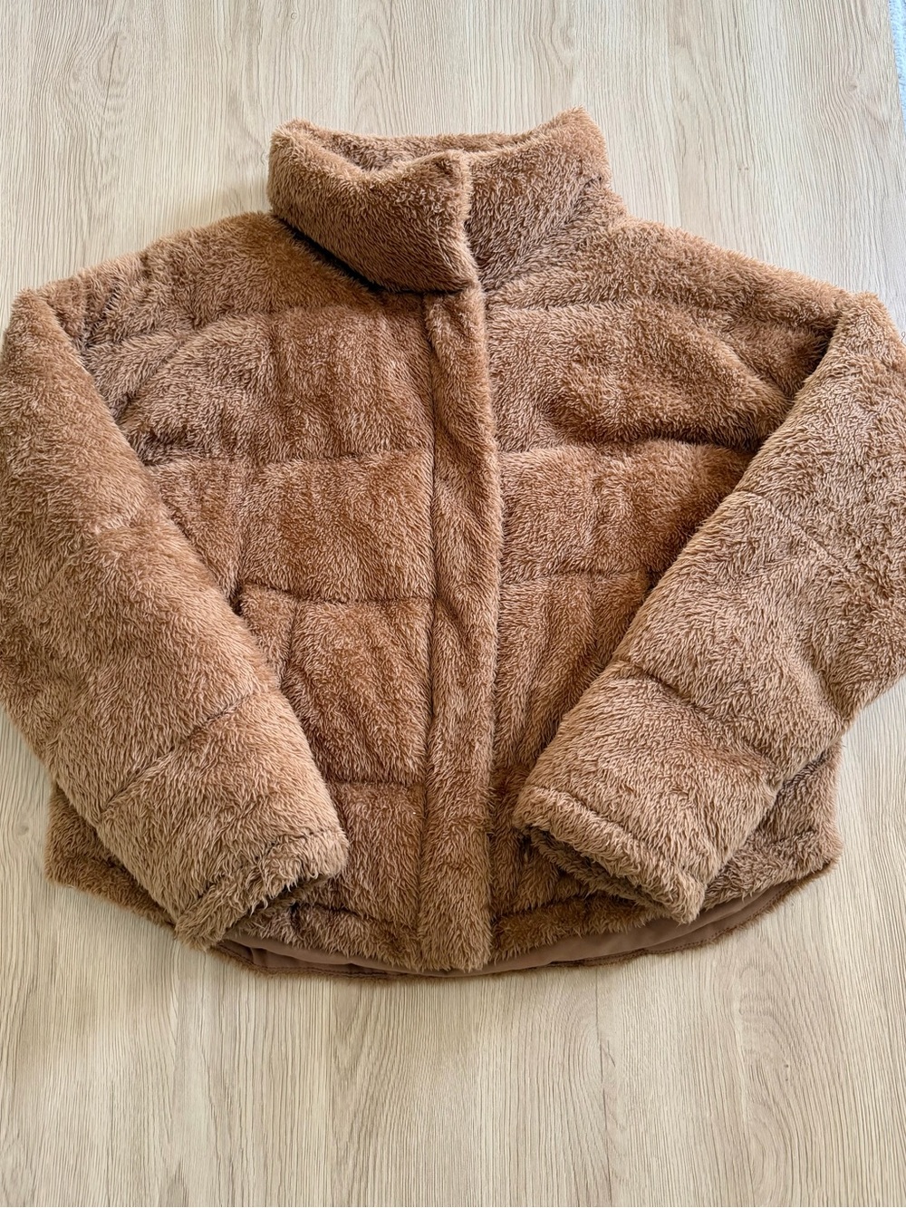 Kendall & Kylie Cozy Chestnut Brown Faux-Fur Puffer Jacket - Picture 2 of 2